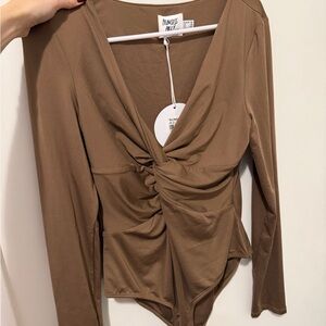 Princess Polly NWT Brown Long sleeve Bodysuit